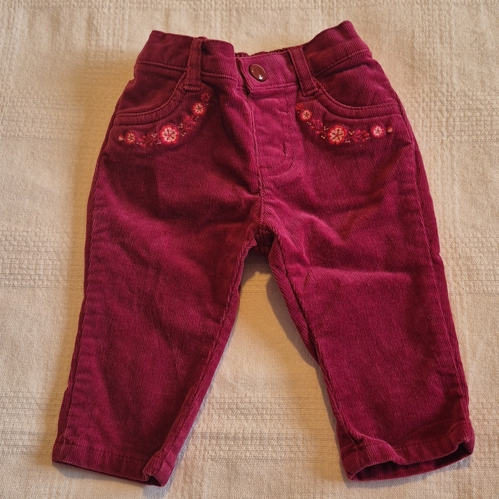 Gymboree girls 3-6 months corduroy pants with embroidered flowers